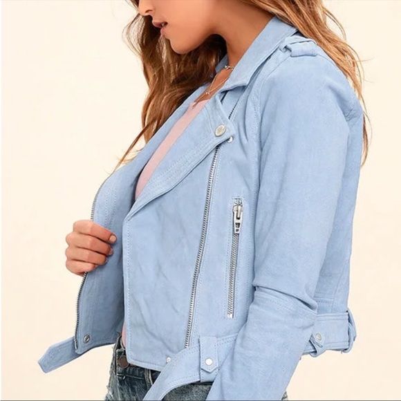 100% Real Suede Leather Motorcycle Biker Jacket for Women by Blank NYC - Picture 5 of 7